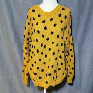 Madewell Sweater Women's Small Black Painted Spots in Egyptian Gold